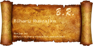 Bihary Ruszalka névjegykártya